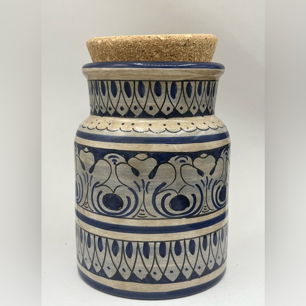 VTG Cottura Magnanelli Gubbio Canister Jar‎ Signed Numbered Hand Painted Cork 7”